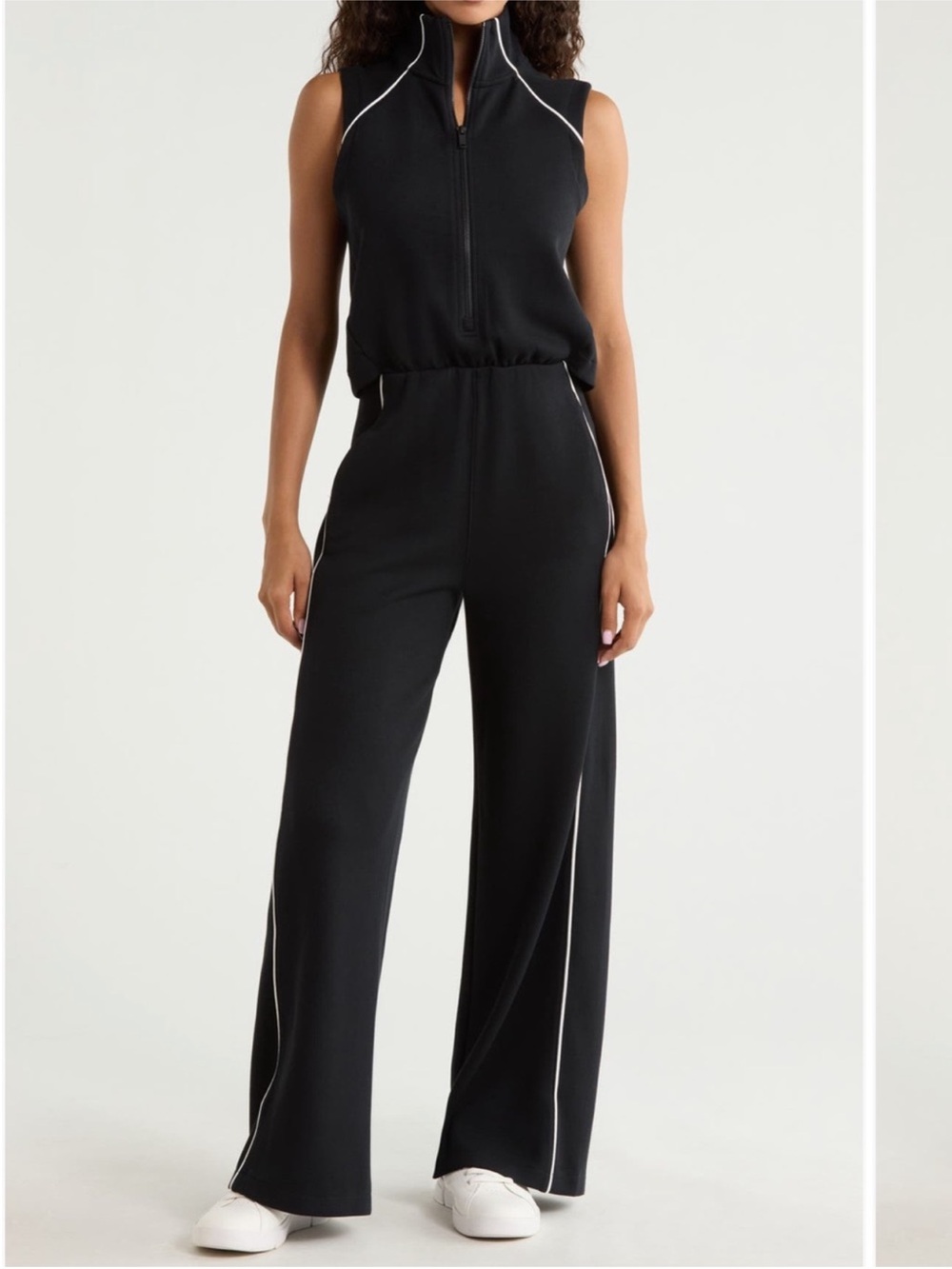 SPANX AirPiqué Jumpsuit Black White Stripe